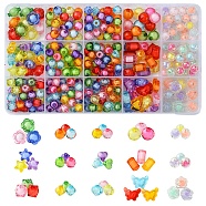 15 Styles Transparent Acrylic Beads, Bead in Bead, Mixed Shapes, Mixed Color, 7~12x7~13x5~11mm, Hole: 2~2.5mm(TACR-FS0001-49)