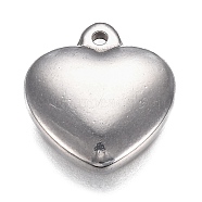 304 Stainless Steel Charms, Heart, Stainless Steel Color, 15x14x3.5mm, Hole: 1.2mm(STAS-I166-13C)