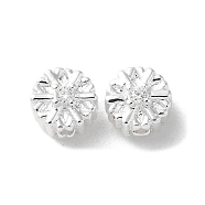 Brass Micro Pave Clear Cubic Zirconia Beads, Snowflake, 925 Sterling Silver Plated, 5.5x4.5mm, Hole: 1mm(KK-P256-12S)