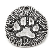 Alloy Pendants, Flat Round, Personality Accessories, Paw Print, 20.5x18.5x2mm, Hole: 2mm(PALLOY-D017-02F-AS)