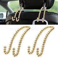 Olycraft 2Pcs Multi-Function Alloy Hook Hangers, with ABS Plastic Pearl Beads & Glass Crystal Rhinestones, for Home, Car Seat Storage Organizer, Gold, 115x39x7.5mm(AJEW-OC0003-47B)