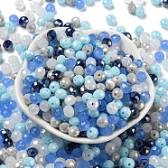 Glass Beads, Faceted, Rondelle, Light Blue, 6x5mm, Hole: 1mm, about 2360pcs/500g(EGLA-A034-LM6mm-40)