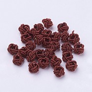Nylon Cord Woven Beads, Round, Coffee, 6~6.5x4.5mm, Hole: 2.5mm, about 93~100pcs/bag(NWIR-F005-14Q)