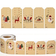 Christmas Theme Cartoon Paper Stickers, Self-adhesive Decorative Stickers Decals, Rectangle, BurlyWood, 75x50mm, 300pcs/roll(STIC-P013-08B)