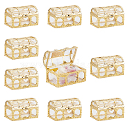 10Pcs Plastic Flip Cover Box, Candy Jewelry Boxes, for Necklace, Earring, Rectang, Gold, 6.6x4.1x4cm(CON-GF0001-04A)