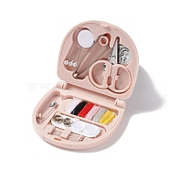 Sewing Tool Sets, including Ball Pins, Tweezers, Scissor, Sewing Needle Devices Threader, Polyester Thread, Safety Pin, Button, Sewing Needle, Storage Box, Pink(TOOL-I013-02B)