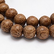 Natural Coconut Wood Beads Strands, Round, Coconut Brown, 11~12x10mm, Hole: 3mm, about 70pcs/strand, 31.4 inch(COCB-P002-06)