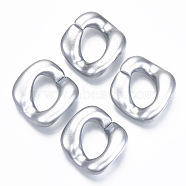 Opaque Spray Painted Acrylic Linking Rings, Quick Link Connectors, for Curb Chains Making, Twist, Silver, 31.5x29x8.5mm, Inner Diameter: 17.5x11mm, Side Length: 26.5x27.5mm, about 175pcs/500g(OACR-S021-25A-B02)