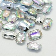 Imitation Taiwan Acrylic Rhinestone Cabochons, Pointed Back & Faceted, Rectangle Octagon, AB Color, Clear AB, 25x18x7mm(GACR-A010-18x25mm-17)