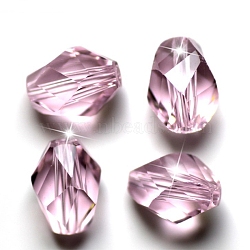 K9 Glass, Imitation Austrian Crystal Beads, Grade AAA, Faceted, Bicone, Pink, 10x13mm, Hole: 0.9~1mm(SWAR-F077-13x10mm-03)