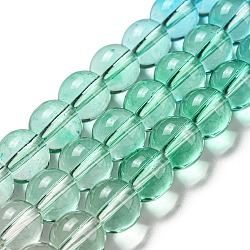 Dyed & Heated Synthetic Quartz Beads Strands, Gradient Color Round Beads, Green, 10mm, Hole: 1mm, about 41~42pcs/strand, 14.76''~15.16''(37.5~38.5cm)(G-P502-01C-01)