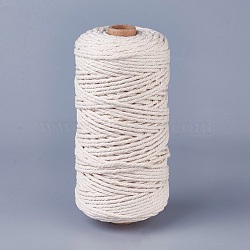 Macrame Cotton Cord, Twisted Cotton Rope, for Wall Hanging, Plant Hangers, Crafts and Wedding Decorations, Creamy White, 3mm, about 109.36 yards(100m)/roll(OCOR-WH0034-A-01)