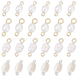 40Pcs 4 Style Natural Cultured Freshwater Pearl Beads Links Connectors, with 304 Stainless Steel Eye Pin, Golden, Mixed Color, 10pcs/style(FIND-NB0002-11)