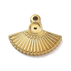 Ion Plating(IP) 304 Stainless Steel Pendant Cabochon Settings, Open Back Settings, Fan, Real 18K Gold Plated, Tray: 3.5mm, 17x20x2.5mm, Hole: 1.8mm(STAS-M323-48G)