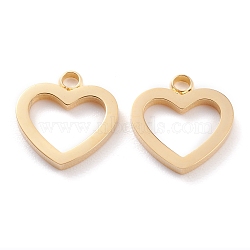 Ion Plating(IP) 304 Stainless Steel Charms, Laser Cut, Heart, Golden, 13x12x1.5mm, Hole: 1.6mm(STAS-Y002-04G)