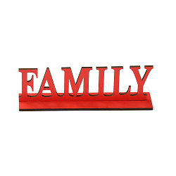 Natural Wood Display Holder Sets, Word FAMILY, Red, 63x200x4.5mm(WOOD-I005-06)