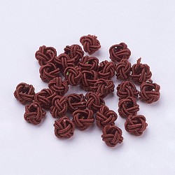 Nylon Cord Woven Beads, Round, Coffee, 6~6.5x4.5mm, Hole: 2.5mm; about 93~100pcs/bag(NWIR-F005-14Q)