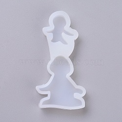 Silicone Molds, Resin Casting Molds, For UV Resin, Epoxy Resin Jewelry Making, Snowman, White, 75x37x8mm(DIY-G009-09)