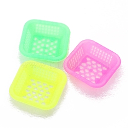 3Pcs Plastic Basket Miniature Ornaments, Micro Landscape Home Dollhouse Accessories, Pretending Prop Decorations, Square, 40x40x12mm(PW-WG90DE0-01)