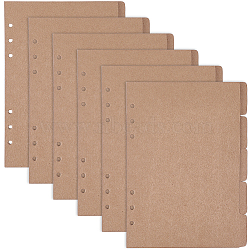 5Pcs Kraft Paper Binder Dividers, 6-Hole Index Page Tab for Planner & Notebook & Loose Leaf Binders, Rectangle, Tan, 210x150x0.2mm, Hole: 4.8mm(AJEW-CP0011-76B)