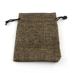 Polyester Imitation Burlap Packing Pouches Drawstring Bags, for Christmas, Wedding Party and DIY Craft Packing, Sienna, 14x10cm(ABAG-R005-14x10-05)