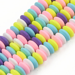 Handmade Polymer Clay Beads Strands, Flat Round, Colorful, 8.5~9x3.5mm, Hole: 1.6mm, about 112pcs/strand, 15.75 inch~16.14 inch(40~41cm)(CLAY-N008-064-A18)