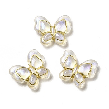Transparent Acrylic Beads, Golden Metal Enlaced, Butterfly, Clear, 17.5x21x6mm, Hole: 1.6mm, about 415pcs/500g
