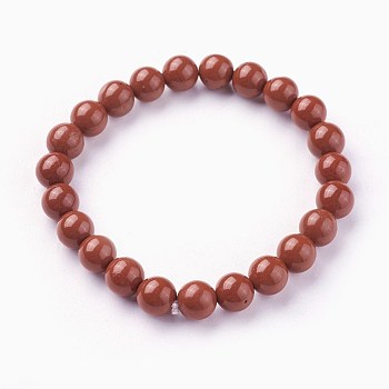 Natural Red Jasper Beads Stretch Bracelets, Round, 2 inch~2-1/8 inch(5.2~5.5cm), Beads: 8~9mm