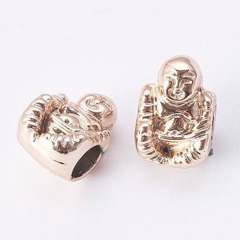 Alloy Buddha Beads, Long-Lasting Plated, Nickel Free & Lead Free, Light Gold, 16x10.5x10mm, Hole: 6mm