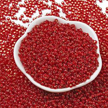 TOHO Round Seed Beads, Japanese Seed Beads, (25C) Silver Lined Ruby, 8/0, 3mm, Hole: 1mm, about 10000pcs/pound