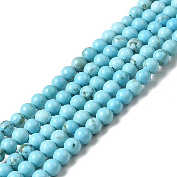 Dyed & Heated Natural Magnesite Beads Strands, Round, 4mm, Hole: 0.6mm, about 94pcs/strand, 15.35 inch(39cm)