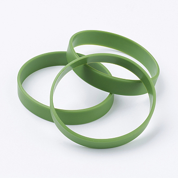Silicone Wristbands Bracelets, Cord Bracelets, Olive Drab, 2-1/2 inch(63mm), 12x2mm