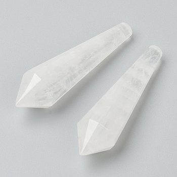 Natural Quartz Crystal Beads, Healing Stones, Reiki Energy Balancing Meditation Therapy Wand, No Hole/Undrilled, for Wire Wrapped Pendant Making, Bullet, 51.5~56x14.7~16.2mm