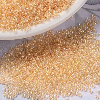 MIYUKI Round Rocailles Beads, Japanese Seed Beads, 15/0, (RR282) Bisque Lined Crystal AB, 15/0, 1.5mm, Hole: 0.7mm, about 5555pcs/10g
