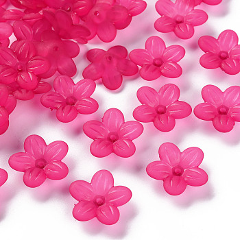 Frosted Acrylic Bead Caps, 5-Petal, Flower, Camellia, 19.5x20x5.5mm, Hole: 1.6mm, about 740pcs/500g
