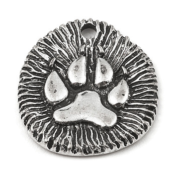 Alloy Pendants, Flat Round, Personality Accessories, Paw Print, 20.5x18.5x2mm, Hole: 2mm