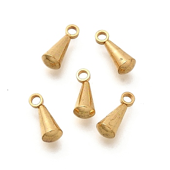 201 Stainless Steel Charms, Teardrop Charm, Real 18K Gold Plated, 10x4mm, Hole: 1.6mm