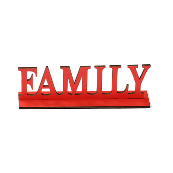 Natural Wood Display Holder Sets, Word FAMILY, Red, 63x200x4.5mm