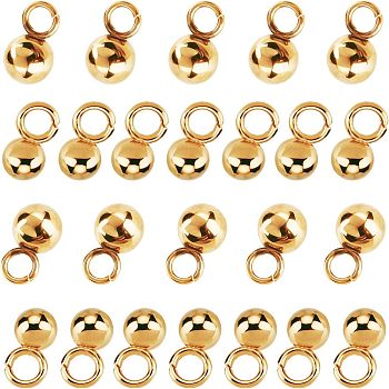 304 Stainless Steel Sphere Charms, Round Ball, Golden, 6x3mm, 7x4mm, Hole: 2mm, 50pcs/box