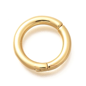 Rack Plating Ring Brass Spring Gate Clasps, Long-Lasting, Lead Free & Cadmium Free, Real 18K Gold Plated, 16x2.5mm