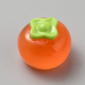 Fruit Transparent Resin Cabochons, DIY for Phone Case & Earrings & Keychains Accessories, Persimmon, 23x19.5mm