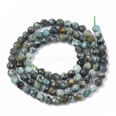 Brins de perles turquoises africaines naturelles (jaspe)(G-S361-4mm-002)-2