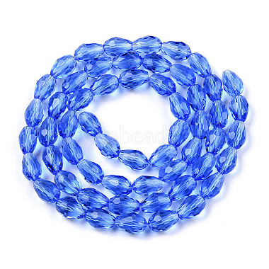 Royal Blue Faceted Glass Teardrop Beads Strands(X-GLAA-R024-6x4mm-8)-3