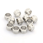 Tarnish Resistant 304 Stainless Steel Mixed Style Column Large Hole Beads, Stainless Steel Color, 11x7mm, Hole: 8mm(STAS-J012-M)
