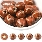 20Pcs Handmade Porcelain Beads, for Bracelet/Necklace Decoration, Diy Accessories, Spinning Top Shape, Coral, 15.5x14mm, Hole: 3mm(PORC-YW0001-43E)