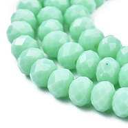 Opaque Solid Color Glass Beads Strands, Faceted, Rondelle, Turquoise, 4x3mm, Hole: 0.4mm, about 130pcs/strand, 16.54 inch(42cm)(EGLA-A034-P4mm-D14)
