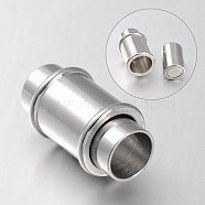 Column 304 Stainless Steel Magnetic Clasps with Glue-in Ends, Stainless Steel Color, 18x10mm, Hole: 6mm(STAS-N057-24)
