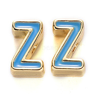 Rack Plating Alloy Enamel Beads, Cadmium Free & Nickel Free & Lead Free, Light Gold, Dodger Blue, Letter.Z, Z: 10x6x5mm, Hole: 1.6mm(ENAM-S122-033Z-NR)