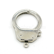 304 Stainless Steel Handcuff Clasps, Stainless Steel Color, 25x18x3mm, Hole: 2mm(STAS-D009-02)