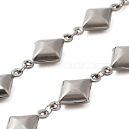 304 Stainless Steel Rhombus Link Chains, Soldered, with Spool, Stainless Steel Color, 18.5x10x4.5mm(CHS-G037-03P)